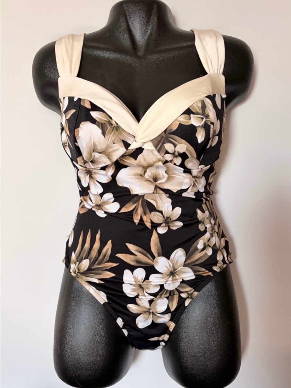 Miraclesuit Black and Cream One-Piece Swimsuit